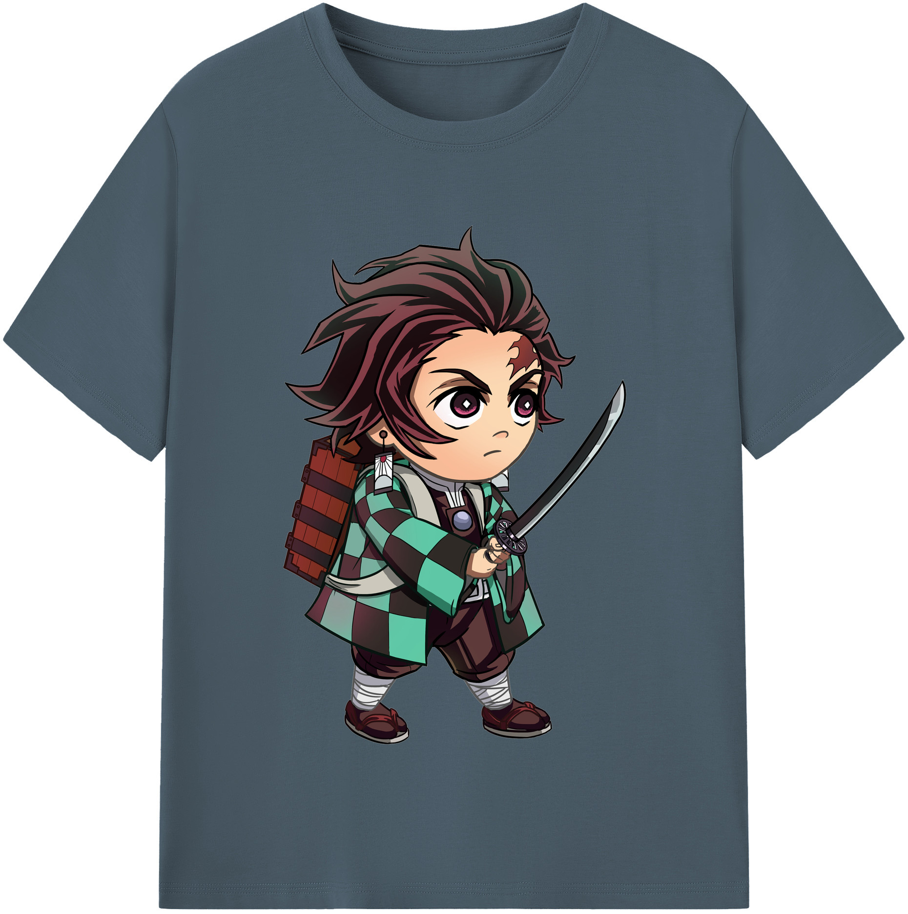 （画像用） 鬼滅の刃 竈門 炭治郎／かまど たんじろう Kamado Tanjirou 綿100％半袖Tシャツ（フロントプリント）